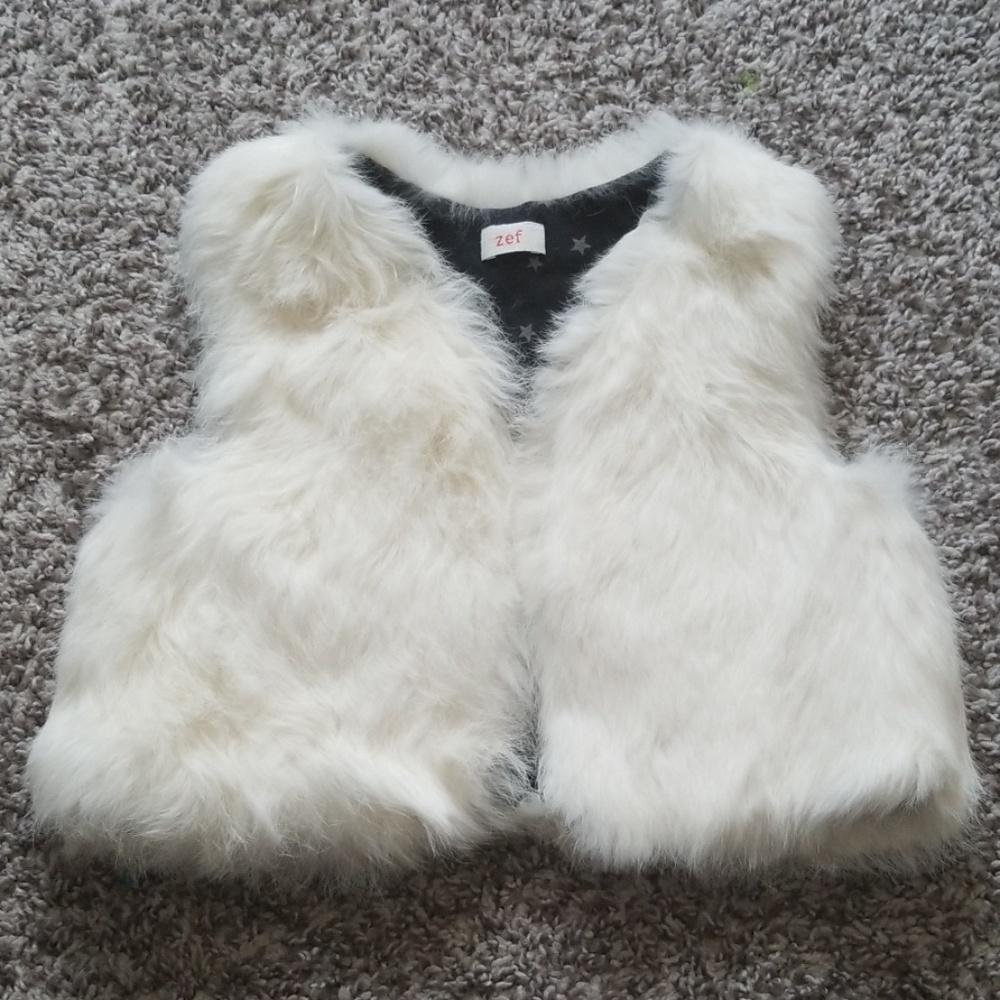 White rabbit fur infant vest